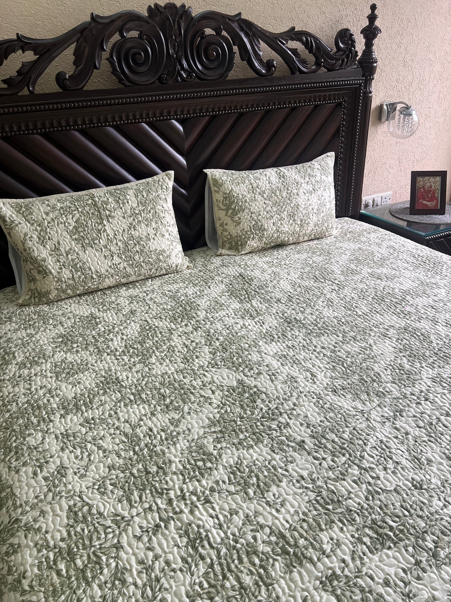 Vintage Garden Quilted Bedcover 3pc Set