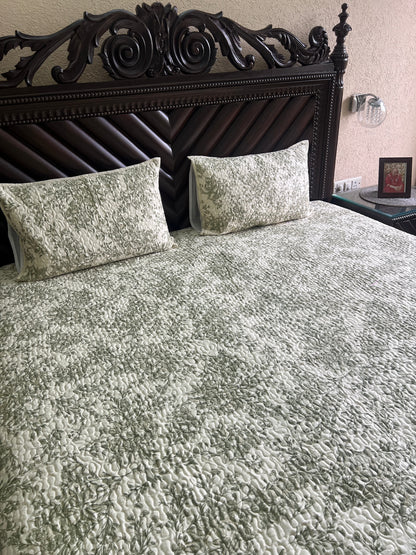 Vintage Garden Quilted Bedcover 3pc Set
