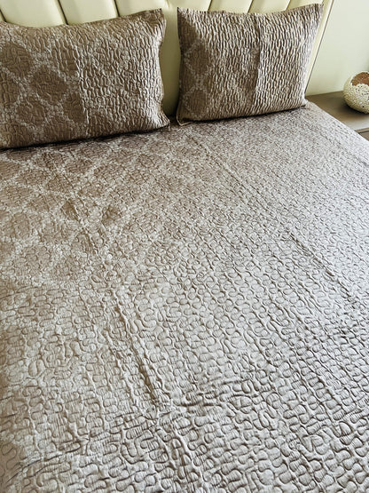 Serene Beige Quilted Bedcover 3pc Set