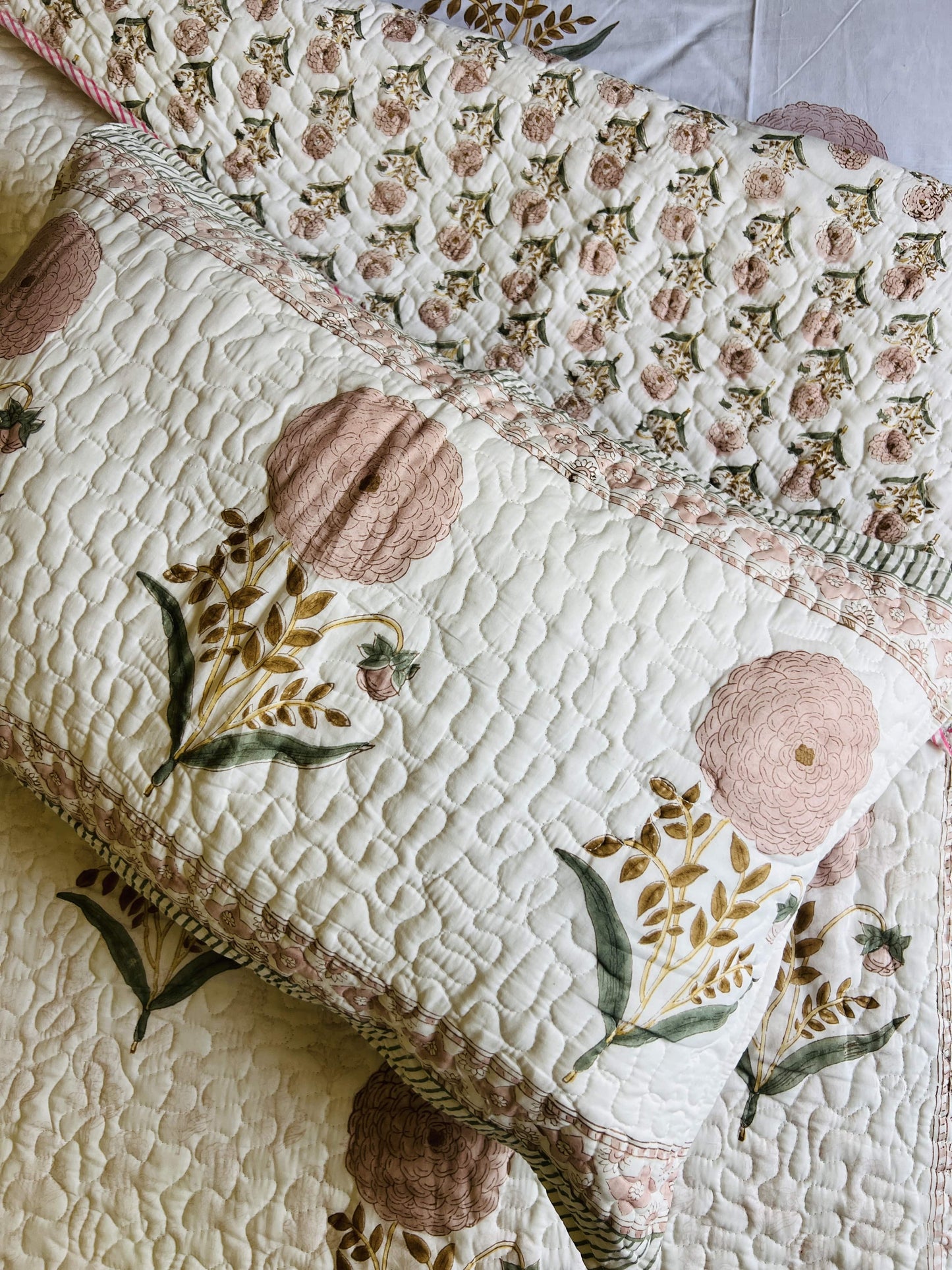 Handblock Quilted Bedcover 3pc Set
