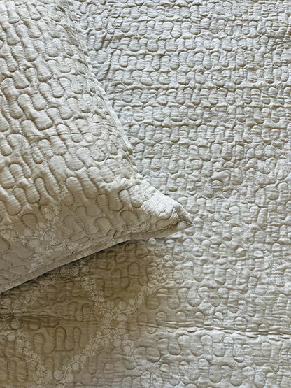 Serene Beige Quilted Bedcover 3pc Set