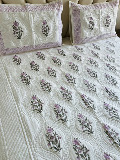 Jaal Handblock Quilted Bedcover 3pc Set