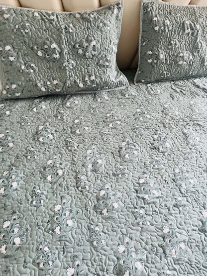 Sea Green Quilted Bedcover 3pc Set