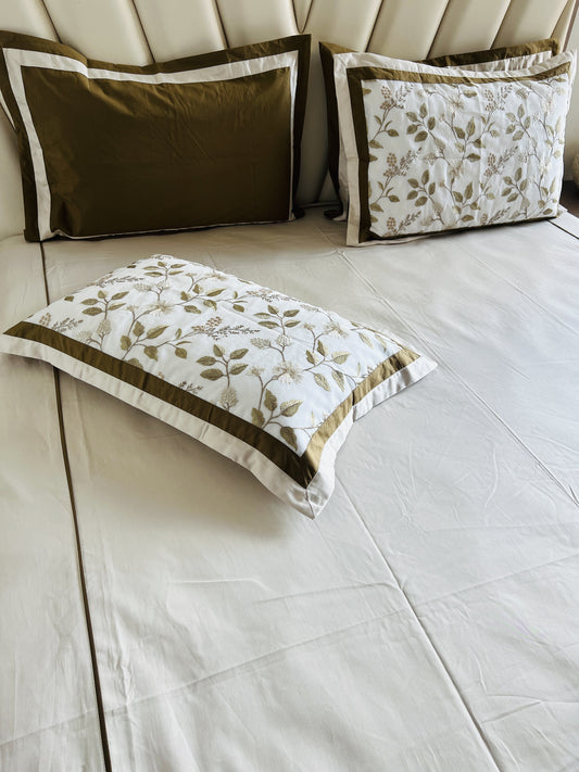 Cream Cotton Luxury Embroidery Bedsheet