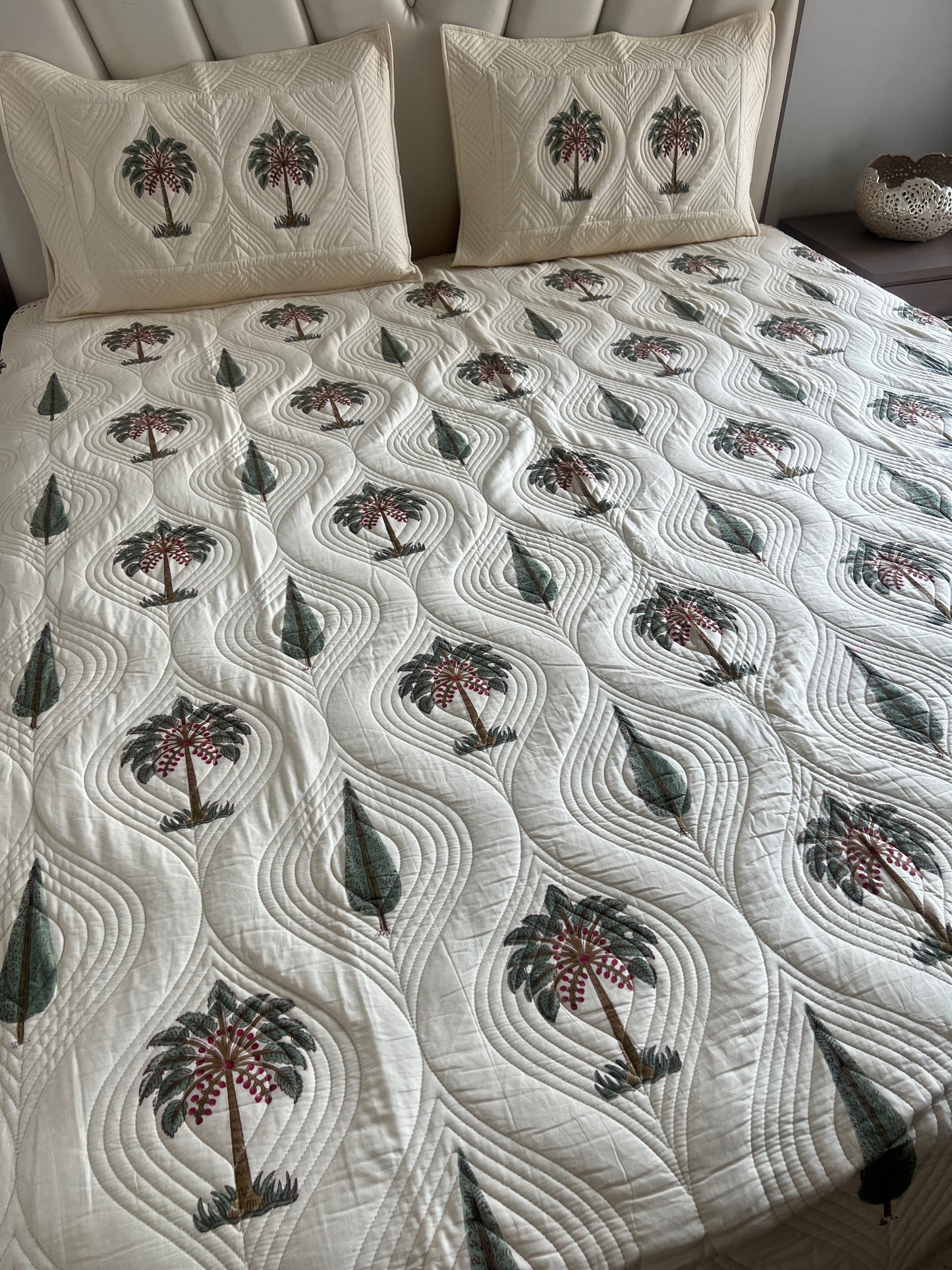 Palm Grove King Size Quilted Bedcover 3pc Set