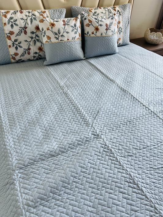 Zig Zag Reversible Quilted Bedcover 5pc Set
