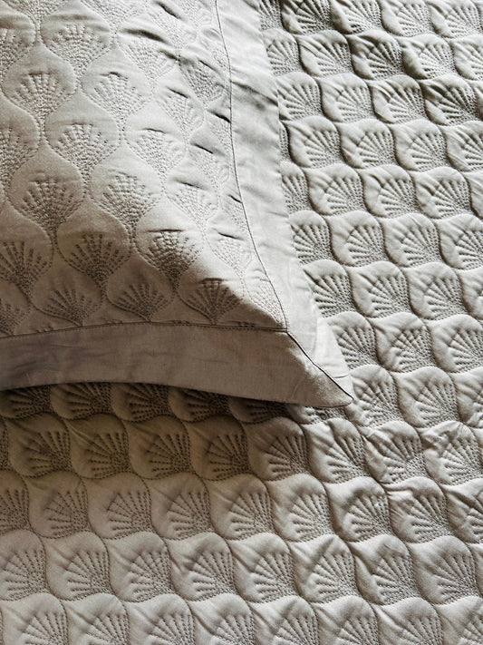 Ellora Quilted Solid Bedcover 3pc Set