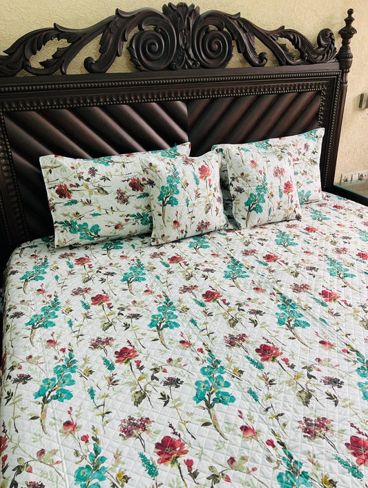 Floral Quilted Bedcover 5pc Set