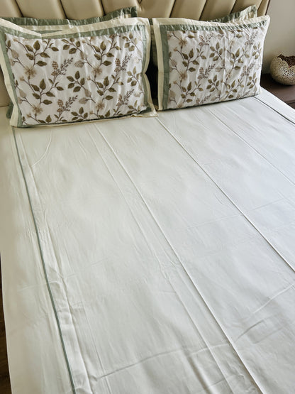 Off White Cotton Luxury Embroidery Bedsheet