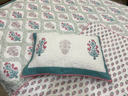 Handblock Reversible Quilted Bedcover 3pc Set