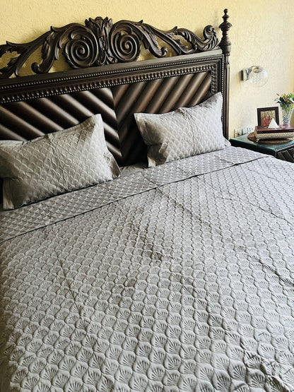 Ellora Quilted Solid Bedcover 3pc Set