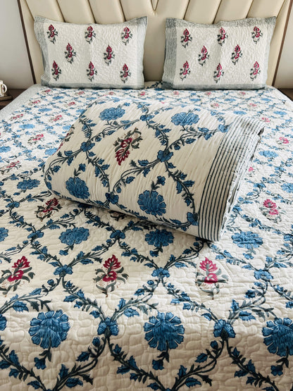 Handblock Quilted Bedcover 3pc Set