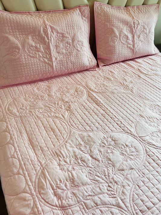Chic Flora Quilted Bedcover 3pc Set