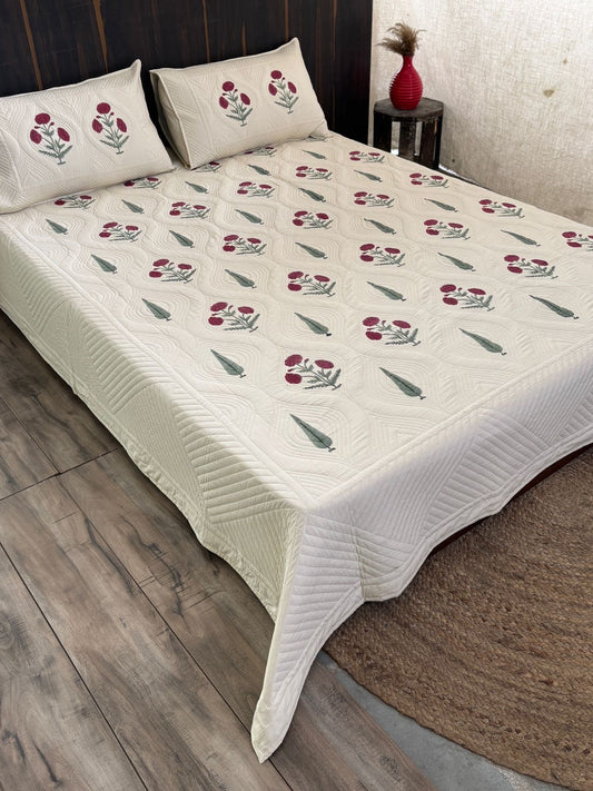 Poppy King Size Quilted Bedcover 3pc Set