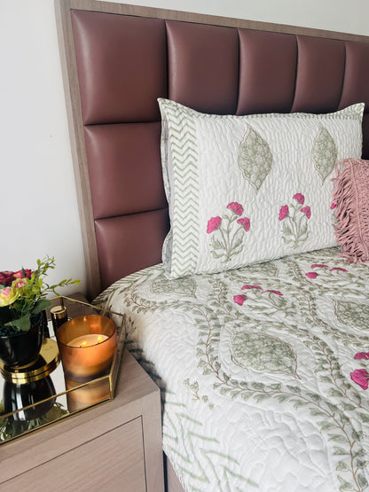Handblock Quilted Bedcover 3pc Set