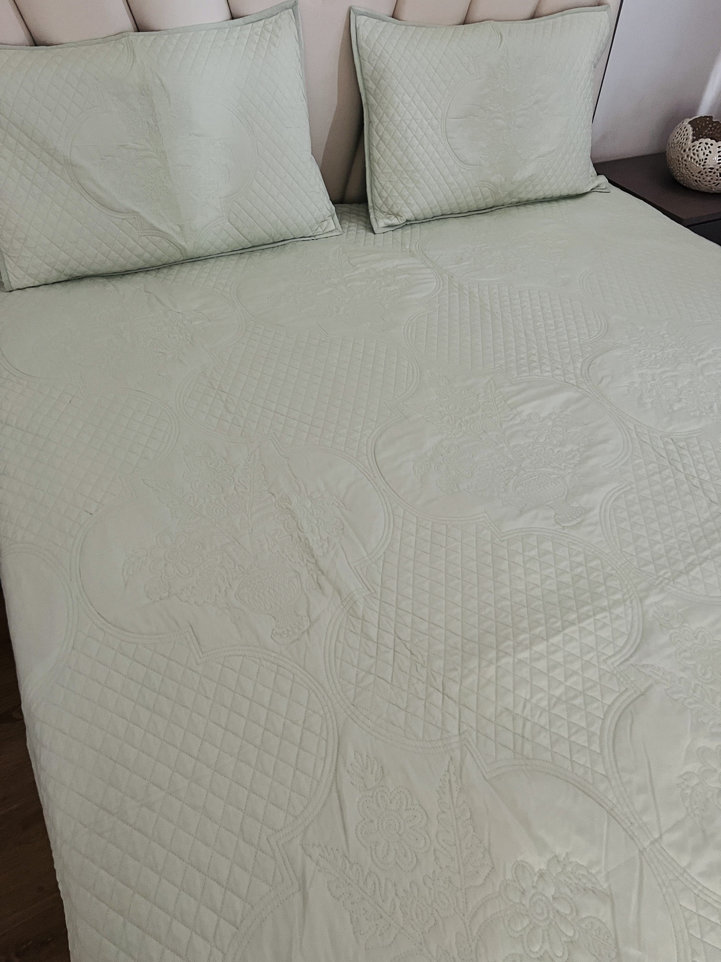 Pista Quilted Solid Bedcover 3pc Set