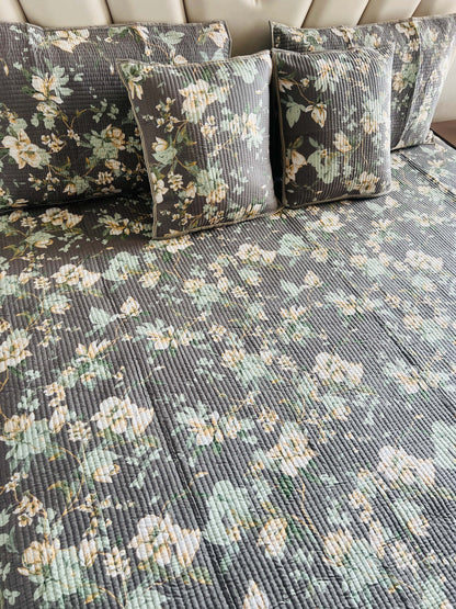 Floral Quilted Bedcover 5pc Set