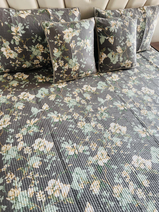 Floral Quilted Bedcover 5pc Set