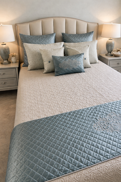 Ice Grey Luxury Quilted 9pc Bedcover Set