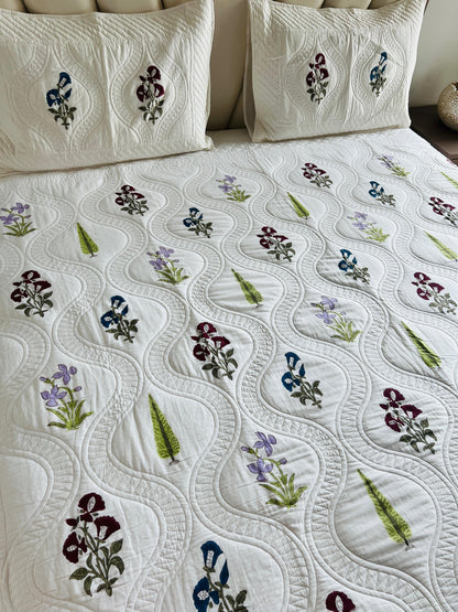 Jaal Handblock Quilted Bedcover 3pc Set