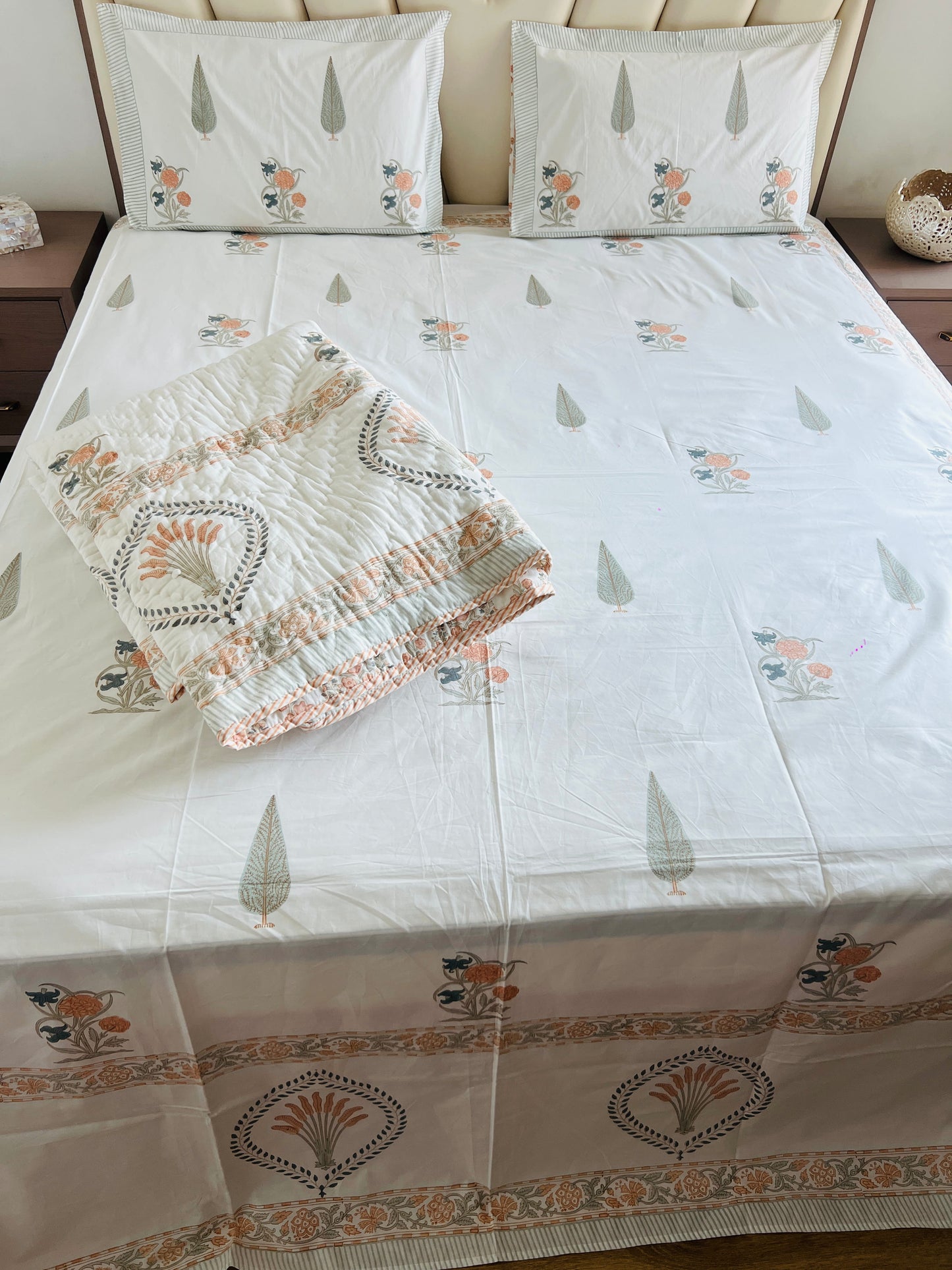 Orange Carnation Handblock Set