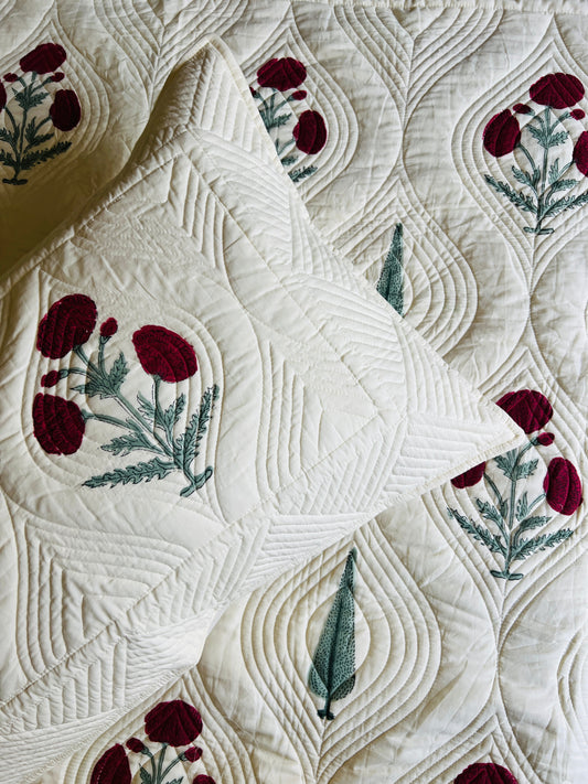 Poppy King Size Quilted Bedcover 3pc Set