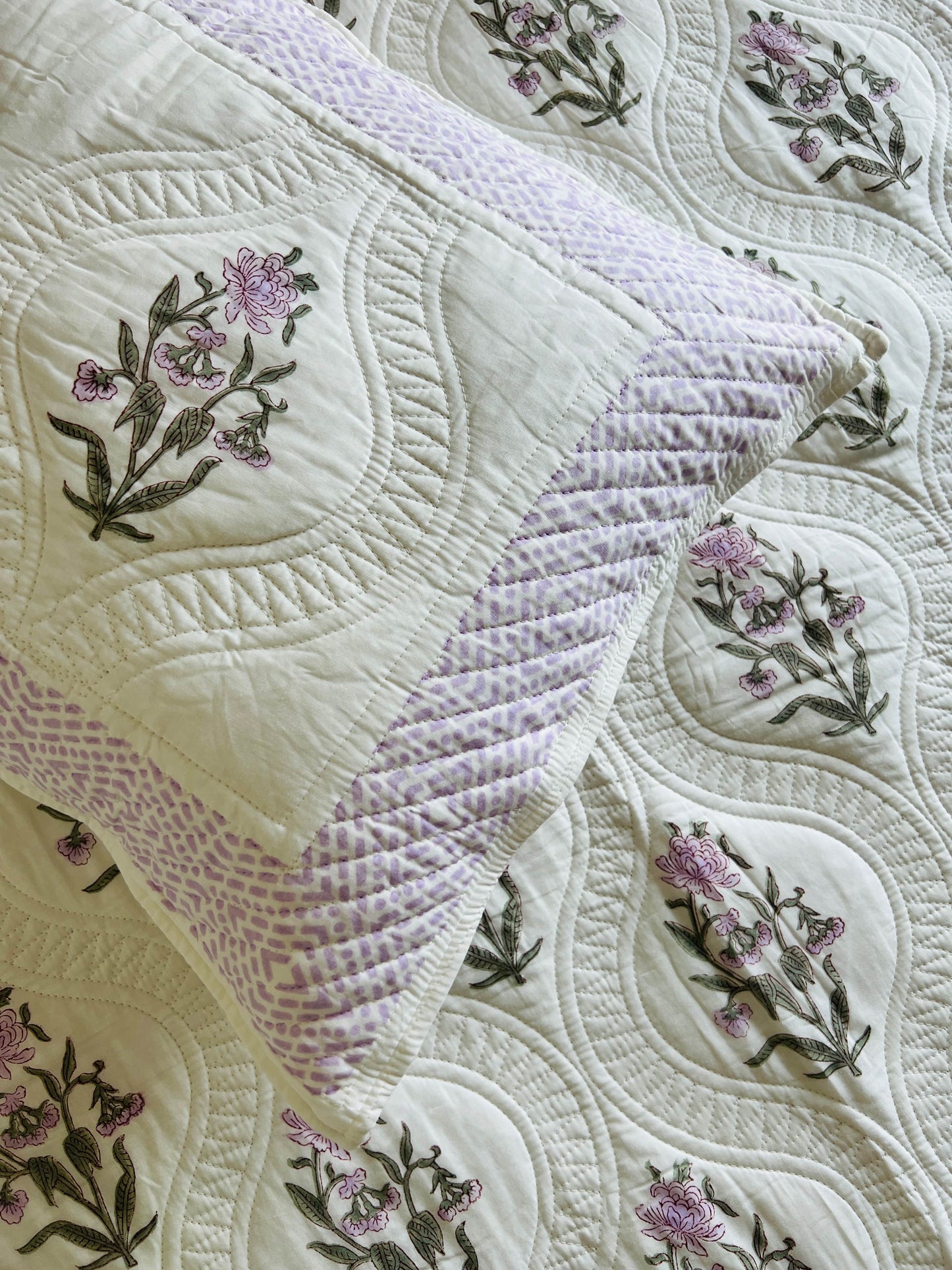 Jaal Handblock Quilted Bedcover 3pc Set