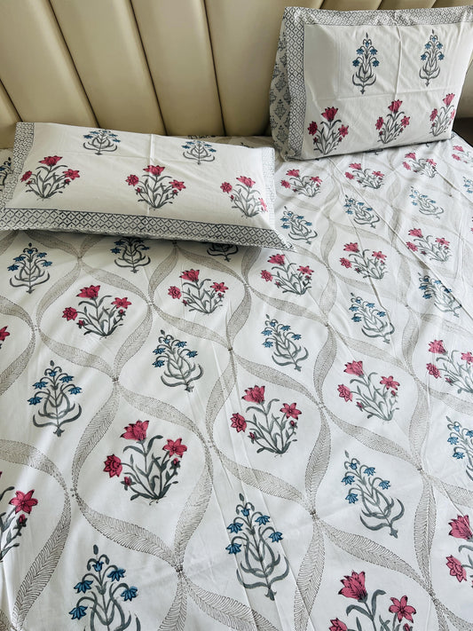 Tulip Handblock Bedsheet