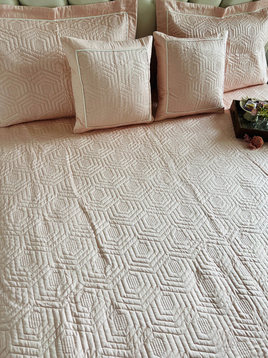 Hexagon Quilted Bedcover 5pc Set