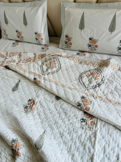 Orange Carnation Handblock Set