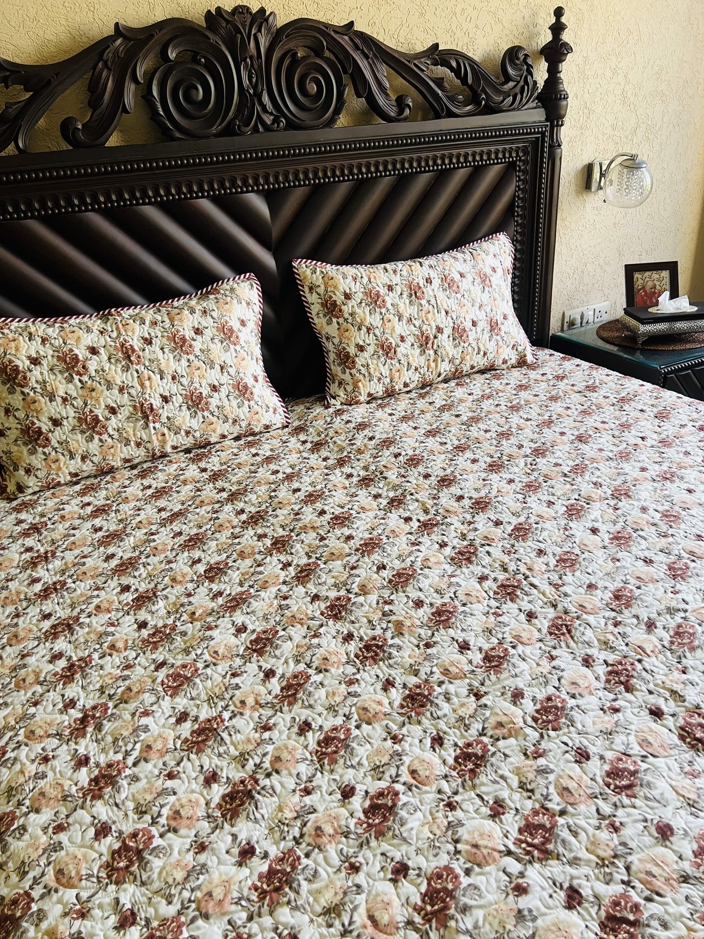 Roses Quilted Bedcover 3pc Set