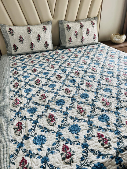 Handblock Quilted Bedcover 3pc Set