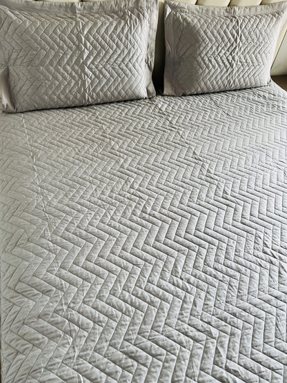 Zig Zag Quilted Solid Bedcover 3pc Set
