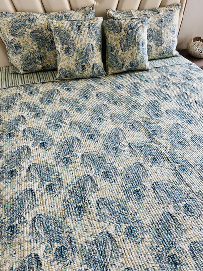Paisley Quilted Reversible Bedcover 5pc Set