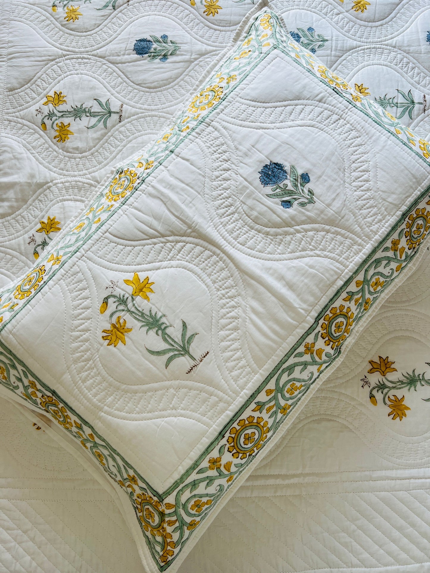 Jaal Handblock Quilted Bedcover 3pc Set