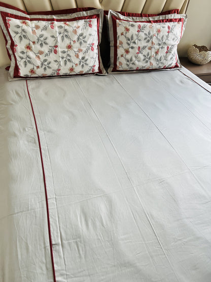 Light Grey Cotton Luxury Embroidery Bedsheet