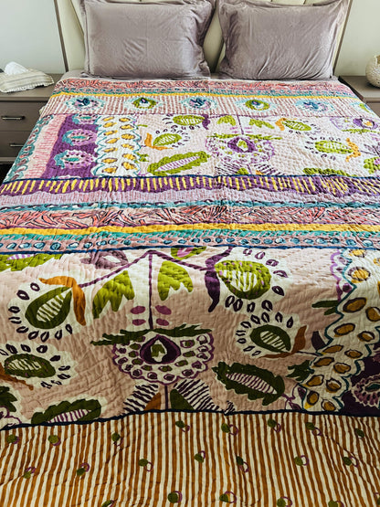 Multicolour Printed Double Bed Quilt