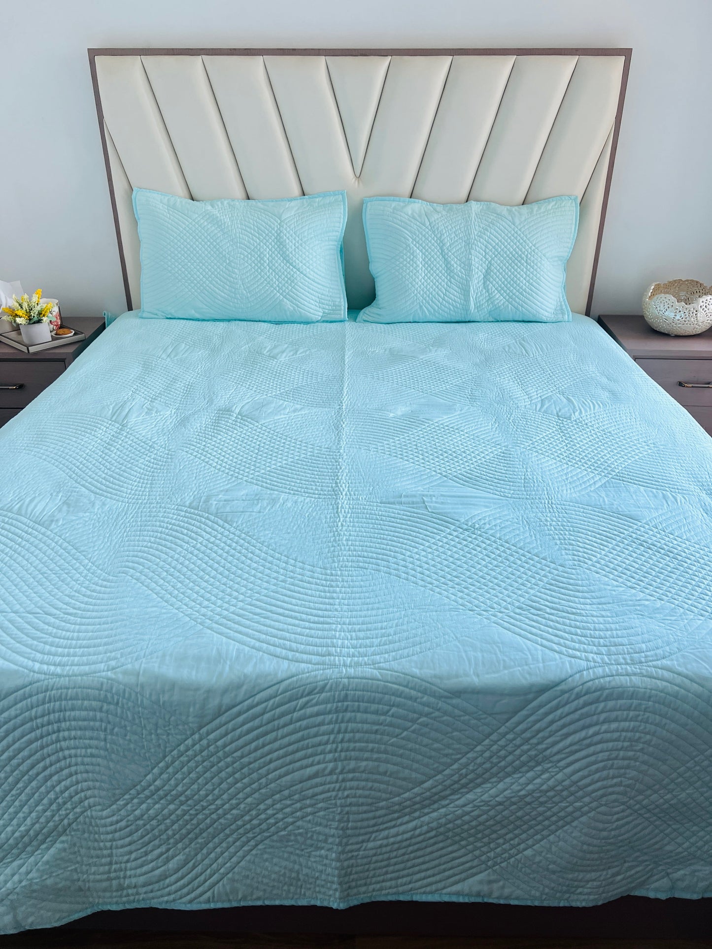 Quilted Solid Bedcover 3pc Set