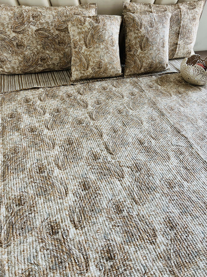 Paisley Quilted Reversible Bedcover 5pc Set