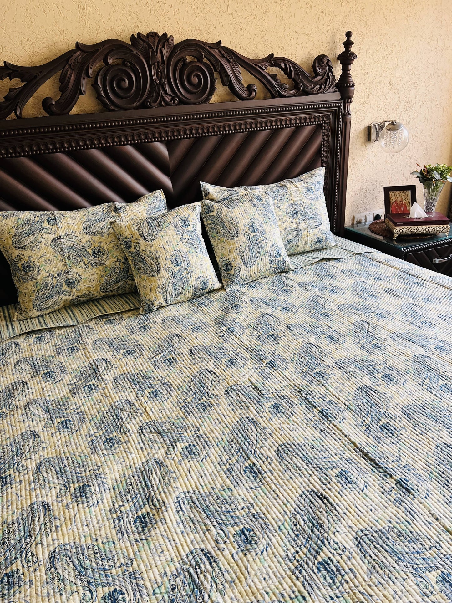 Paisley Quilted Reversible Bedcover 5pc Set