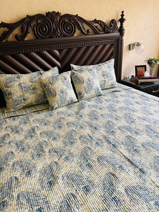 Paisley Quilted Reversible Bedcover 5pc Set