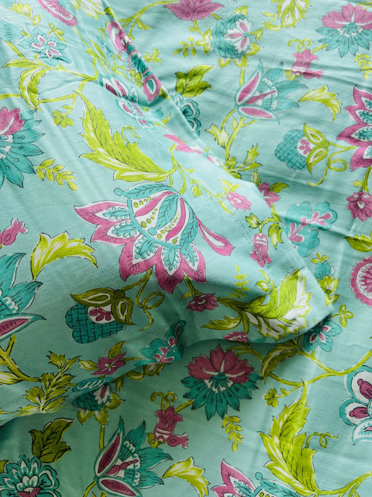 Aqua King Size Printed Bedsheet