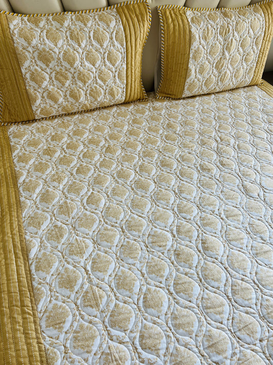 Mustard Quilted Bedcover 3pc Set