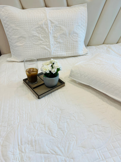 Chic Flora Quilted Bedcover 3pc Set