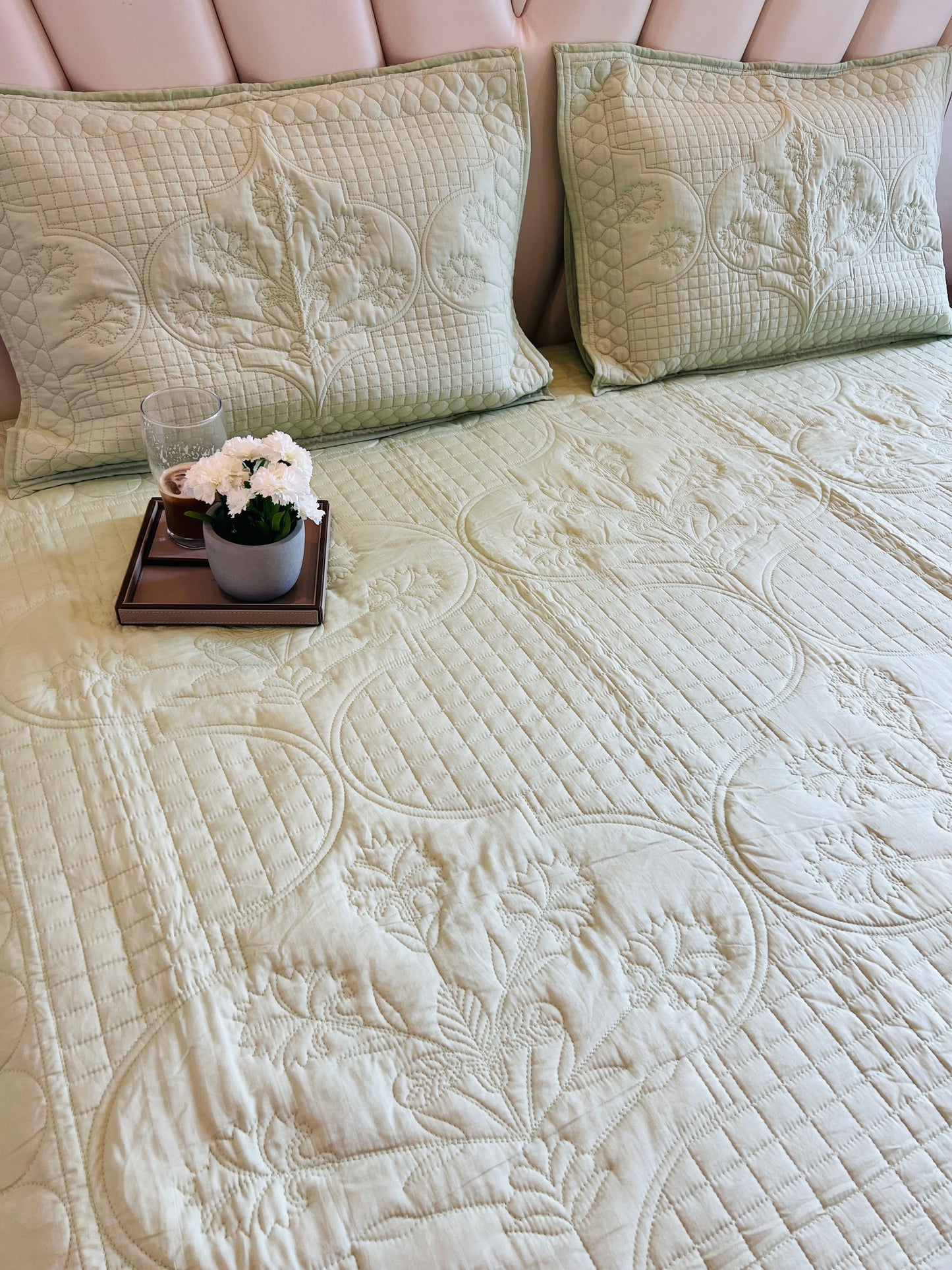 Chic Flora Quilted Bedcover 3pc Set