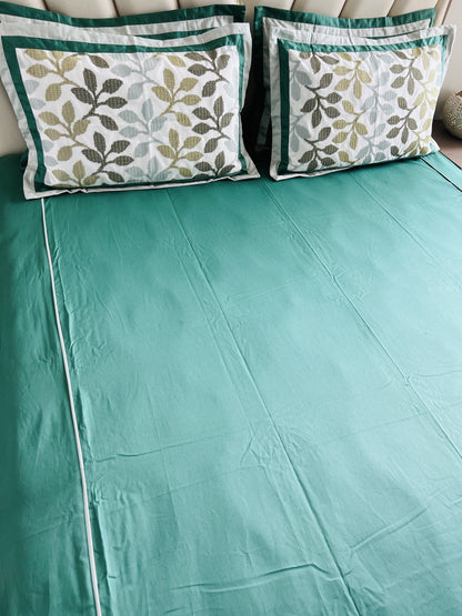 Emerald Green Cotton Luxury Embroidery Bedsheet