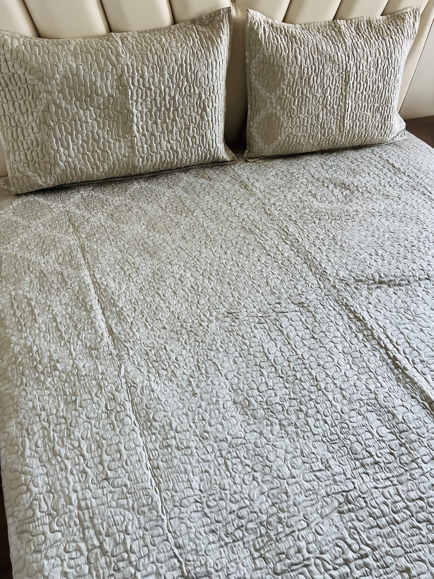 Serene Beige Quilted Bedcover 3pc Set