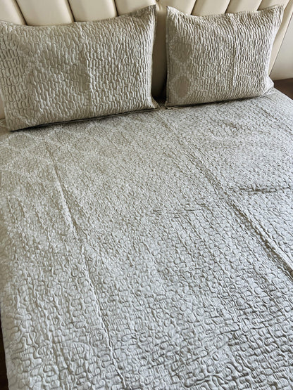 Serene Beige Quilted Bedcover 3pc Set
