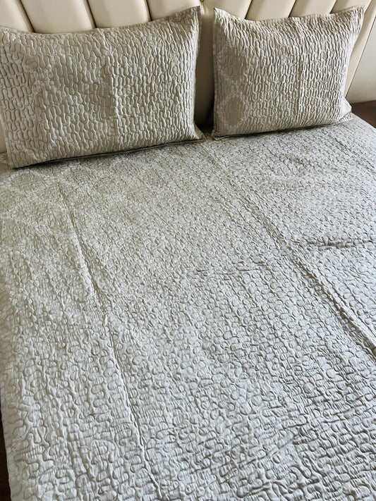 Serene Beige Quilted Bedcover 3pc Set