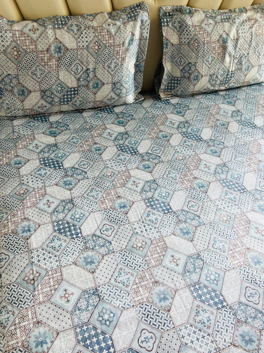 Geometric King Size Printed Bedsheet